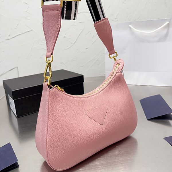 

shoulder bag hobo armpit bags genuine leather women handbag purse triangle decor crossbody bags zipper closure adjustable embroidery nylon s
