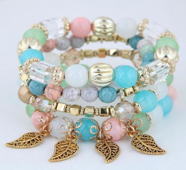 

women colorful boho multilayer bracelet jewelry handmade crystal beaded bracelet charm stretch beach chain for girls party gift5738559, Black