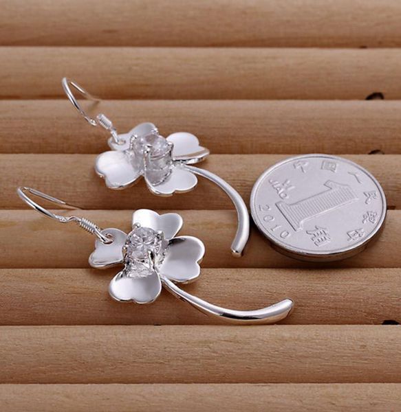 

fashion 925 sterling silver earring for womennew 2020 fine 925 silver leaf colover hook hoop dangle fancy stud earring xmas gift 9987530