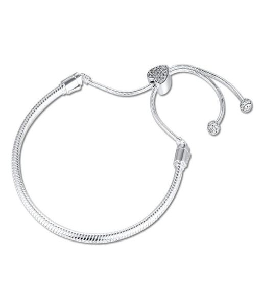 

moments pave heart clasp chain slider bracelet 2020 arrival 925 sterling silver bracelets women diy charms jewelry5096266, Black