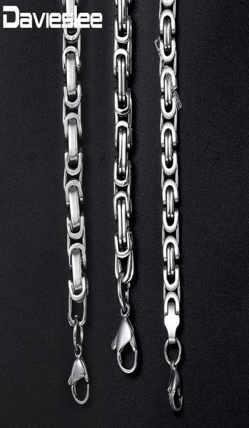 

davieslee mens necklaces chains silver tone stainless steel byzantine chain necklace for men jewelry fashion gift 57mm lknn21fact8396871