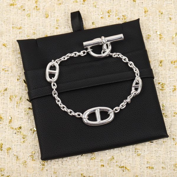 

2023 luxury quality charm bracelet s925 silver and ol clasp have stamp box ps7885, Golden;silver