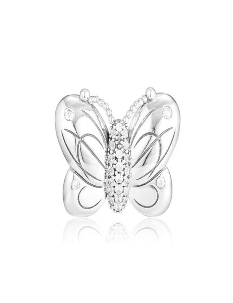 

new original 925 sterling silver bead charm decorative butterfly with crystal beads fit european women bracelet bangle diy jewel4710429, Black