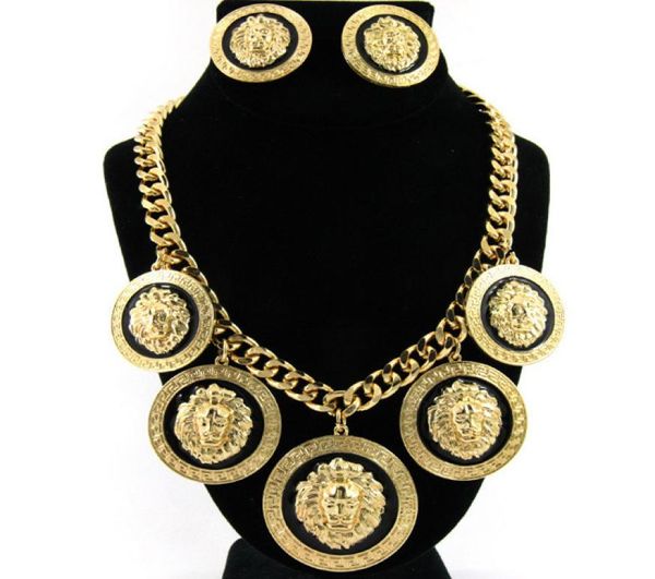 

men039s women jewelry sets lion head necklaceearrings01239835174, Silver