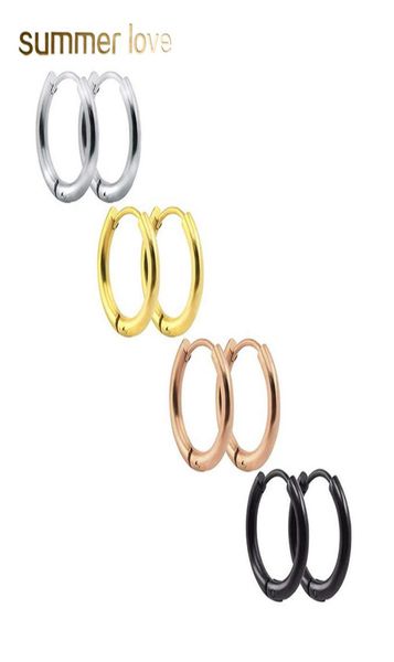 

fahion stainless steel hoop earrings 8mm16mm small simple gold silver rose gold black huggie hoop earrings for women men jewelry w1662737