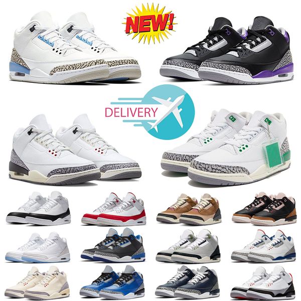 

with 3 basketball shoes men women 3s sneakers white cement reimagined wizards dark iris cardinal fire red unc lucky pine green racer blue me