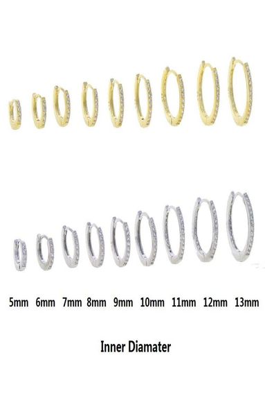 

various sized mini small huggie hoop earring micro pave cubic zirconia 5mm 6mm 7mm 8mm 9mm 10mm 11mm 12mm 14mm dff10365040636, Golden;silver