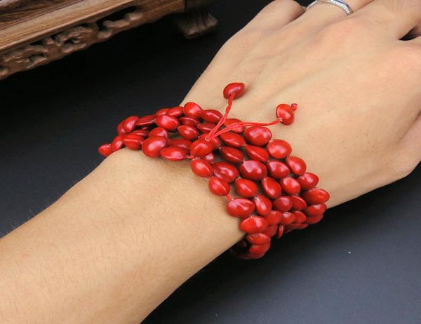 

108 natural red beans lovesickness beans blood bodhi long string buddha bead bracelet men and women temple fair jewelry9370421, Black