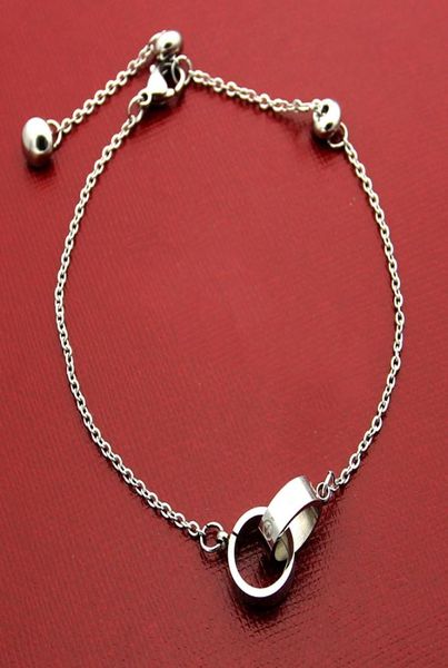 

wholefashion brand hand rope bracelets small double ring titanium steel 18k rose gold women love couple bracelet7823469, Black