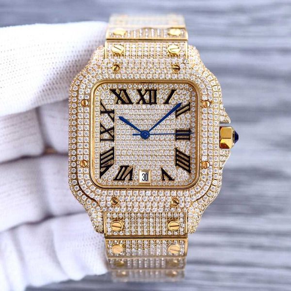 

mens diamond automatic mechanical watches 40mm sapphire business women high-end belt montre luxe, Slivery;golden