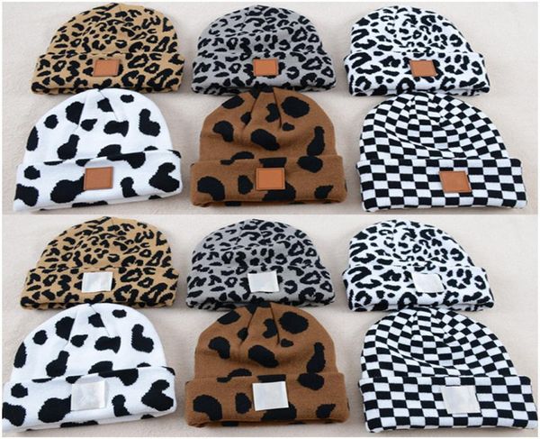 

fashion letter knitted hats winter beanies leopard cow printed skull caps designer bonnet trendy label crochet hat knitting7134006, Yellow