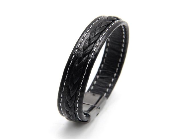 

new men jewelry punk black brown braided leather bracelet for men magnetic clasp bangles gifts1740094, Golden;silver