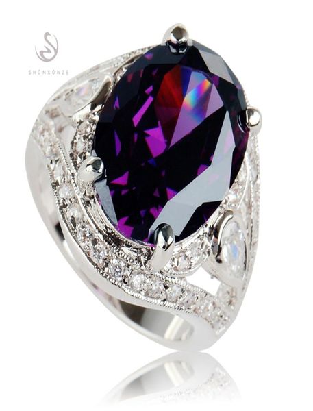 

shunxunze favourite sell engagement wedding rings jewelry accessories for women purple cubic zirconia rhodium plated r543 s1944120, Silver