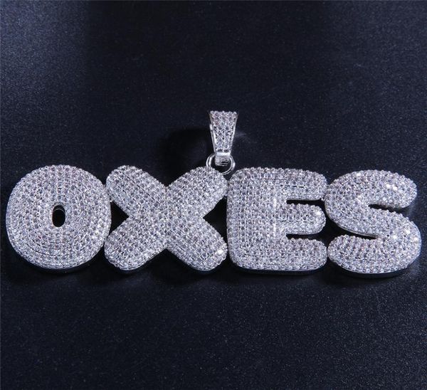 

new fashion bling ice out cz custom name letter pendant necklace with 24inch rope chain for men women nice gift6221593, Silver