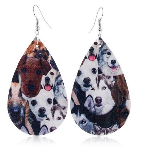 

lovely petl printing leather earrings light weight double sided pattern leather dangle earrings for girls ladies1796852, Silver