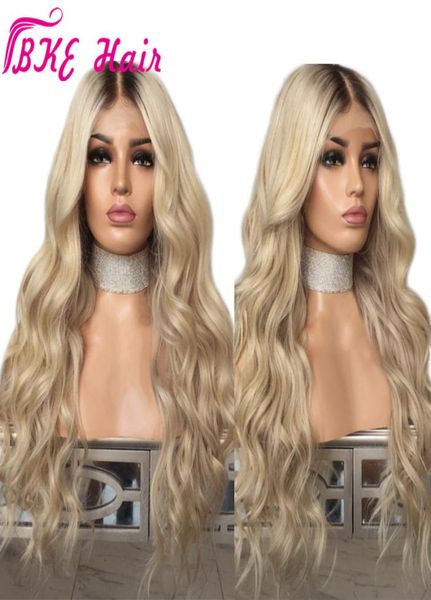 

glueless lace front wigs ombre blonde natural wave synthetic wig with baby hair heat resistant fiber hair for black women8781796