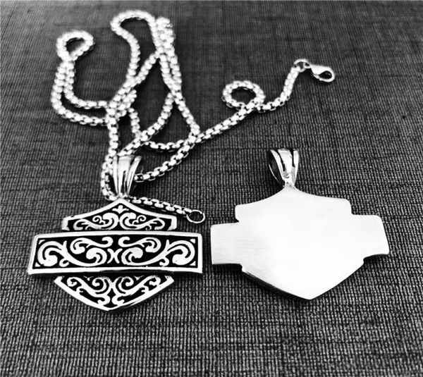 

3pcslot fast shpment motorcycles biker necklace 316l stainless steel fashion jewelry gold silver shield pendant with chain4563446