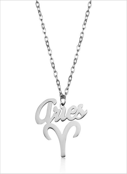 

12 signs zodiac constellations women pendant necklace stainless steel fashion aries pisces gold silver color jewelry for 1852117