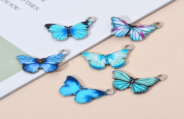 

enamel blue butterfly charms pendants 10pcslot for jewelry making diy handmade craft accessories for women9683654, Silver