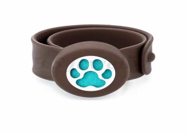 

big paw footprint kids adjustable 25mm mosquito repellent bangle essential oil diffuser bracelet children men women silicone brace9651921, Silver
