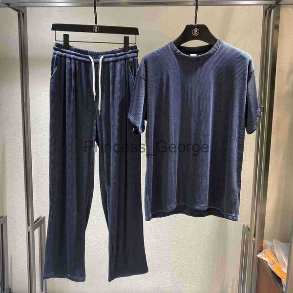 

men's tracksuits men's summer tshirt trousers suit short sleeve shirt breathable sports suit fashion casual suit new twopiece suit, Gray