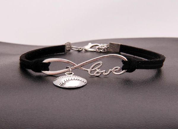 

american softball infinity bracelets for women men love baseball charm velvet string rope wrap bangle fashion sports jewelry gift2585265, Golden;silver