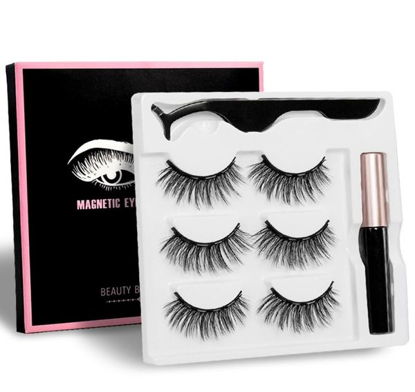 

3d faux magnet eyelashes magnetic eyelashes with eyeliner set easy to wear lashes false eyelashes for eyelash extension6296636