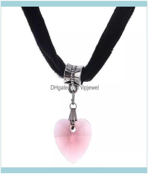 

necklaces pendants jewelryjapan harajukd necklace resin pendant with veet chain vintage peach heart choker for girls 6 colors dr3044949, Silver