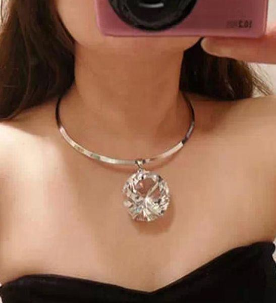 

whole designer necklace new fashion collars chains short big stone necklaces chokers for women collars necklace birthday jewle1321102, Golden;silver