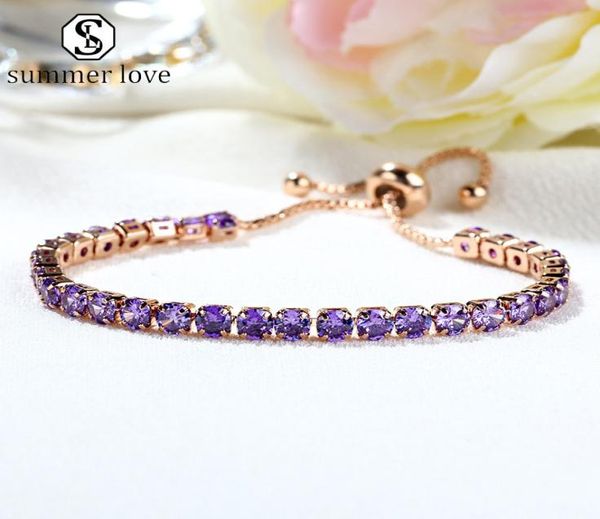 

fashion cubic zirconia tennis bracelet for women men colorful round crystal adjustable charm cz bracelet bridesmaid wedding jewelr5963826, Black