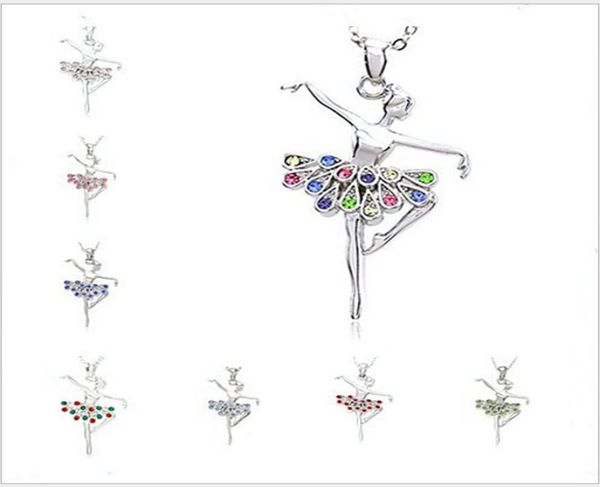 

crystal necklaces christmas dancing ballerina dancer crystal ballet dance pendant necklace charm gros collier femme jewellery wome2718493, Silver
