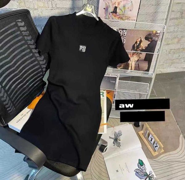 

designer 23 summer aw king's tight fitting dress with semi neck and front collar wang temperament buttock skirt slim black leisure desi, Black;gray