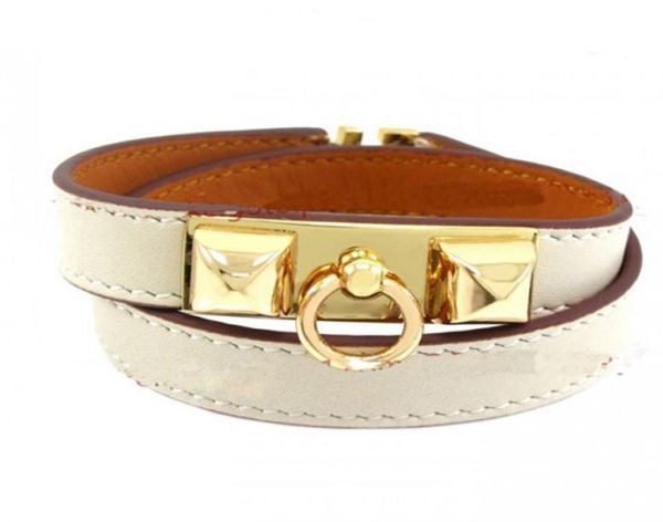 

2020 accessories whole two rivet punk wind leather bracelet double circle leather spin men bangle female bracelet jewelry2082361, Black