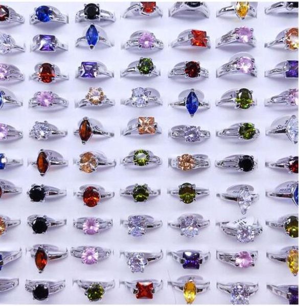 

band rings jewelry women ring colorf zircon stone stainless steel bands fashion whole lot party gifts drop d dhvwr9302280, Silver