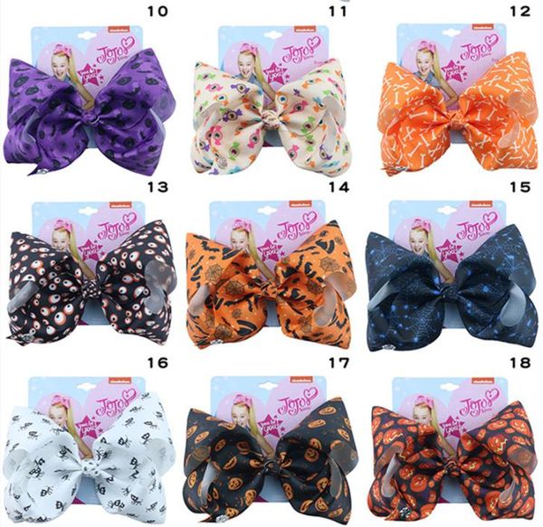 

8inch jojo siwa hair bow ribbon large hair accessories bone pumpkin design halloween hair clips girls barrettes clippers jojo baby4829929, Golden;silver