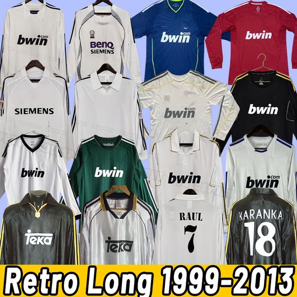 

raul redondo retro soccer jerseys roberto carlos seedorf guti suker real madrids vintage football shirt ronaldolong sleeve 01 02 05 06 07 10, Black;yellow