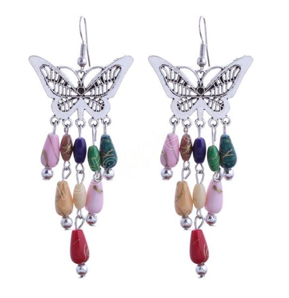 

bohemian handmade colorful beads hollow butterfly dangle earrings brincos simple casual long tassel hook earrings jewelry9033059, Silver