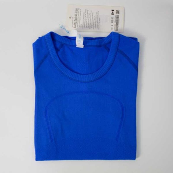 

sport women's yoga short sleeve shirts solid color nude shaping waist tight fitness loose jogging wear women's summer tee ll-2023