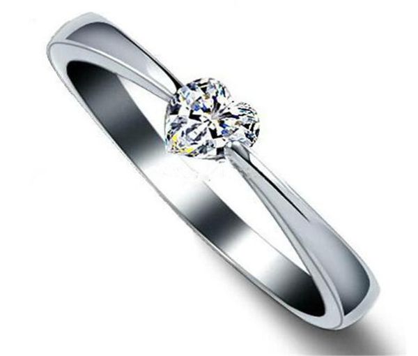 

heart rings love charm finger jewelry 925 sterling silver white gold plated 1ct swiss diamond rings for women b113110255, Golden;silver