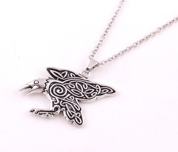 

apricot fu new arrival drop raven pendant morrigan crow with ct spirals charm link chain necklace jewelry2605093, Silver