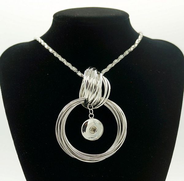 

metal snap necklace metal round circles elegant length 76cm fit 18mm snap buttons jewlery whole women dj0022 christmas gift7909769, Silver