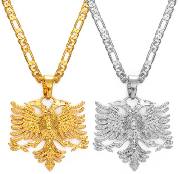 

anniyo albania eagle pendant necklaces for men women silver colorgold albanian jewelry ethnic gifts kosovo 2334069392035