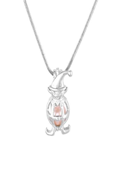 

5pcs chirstmas gift love wish pearl cages locket pendant christmas elf pearls necklaces fine jewelry p1847368492, Silver