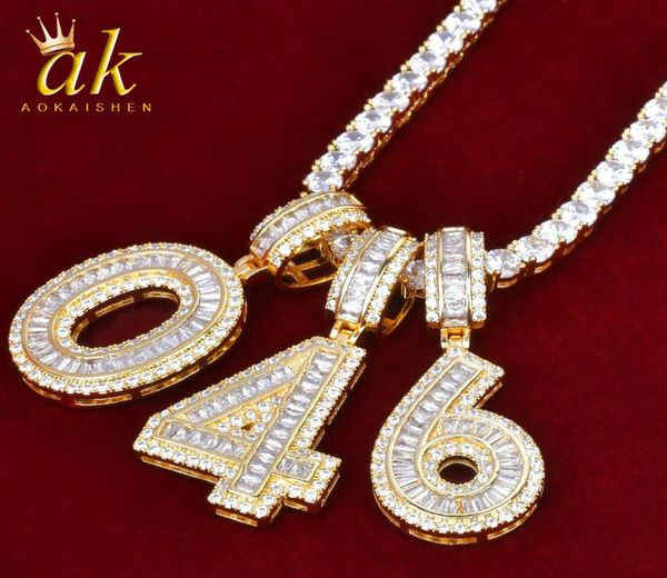 

new initial number pendant baguette number 09 statement necklace for women gold color hip hop rock street jewelry copper cubic zi9328648, Silver