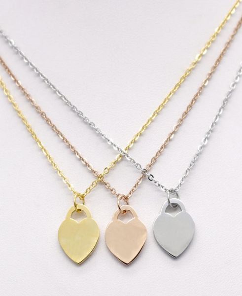 

2020 fashion brand stainless steel rose gold plated small square love heart pendant necklace women pendant party gift4766024, Silver