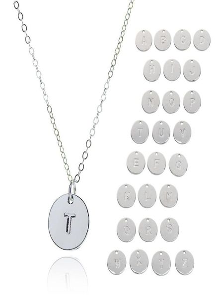 

26 english letters pendant women necklaces gold silver rose gold colors round letter charm necklace fashion jewelry7977224