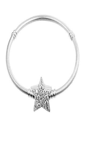 

moments heart closure chain bracelets for woman diy jewelry making sterling silver bracelets fit originall charms & beads pave stone clasp12, Golden;silver