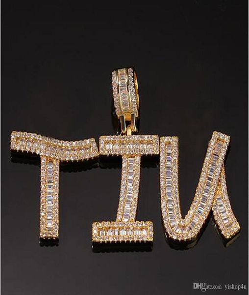 

mens 14k gold custom name baguette letter pendant necklace combination letters name pendant 24inch tennis necklaces zirconia jewel9856537, Silver