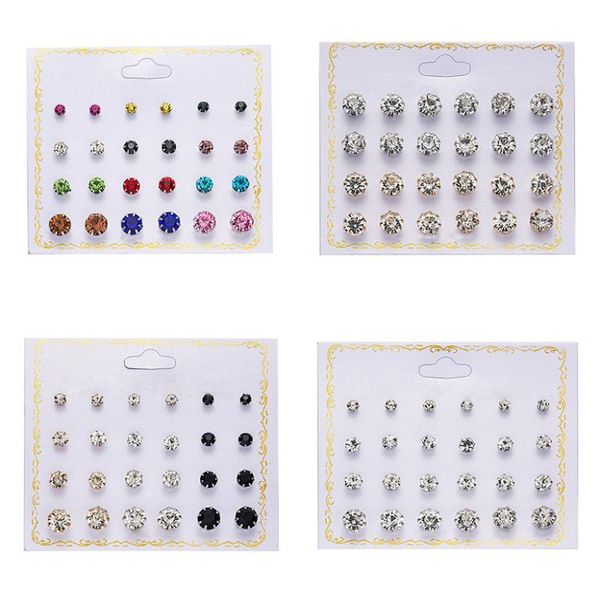 

studs rinhoo 12 paia di orecchini perle simulate cristallo per le donne a bottone roton colorati scatola gioielli8665631, Golden;silver