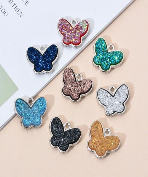 

10pcslot butterfly pendants colourful charm small animal fashion findings diy crafts jewellery making supplies for women2573926, Silver